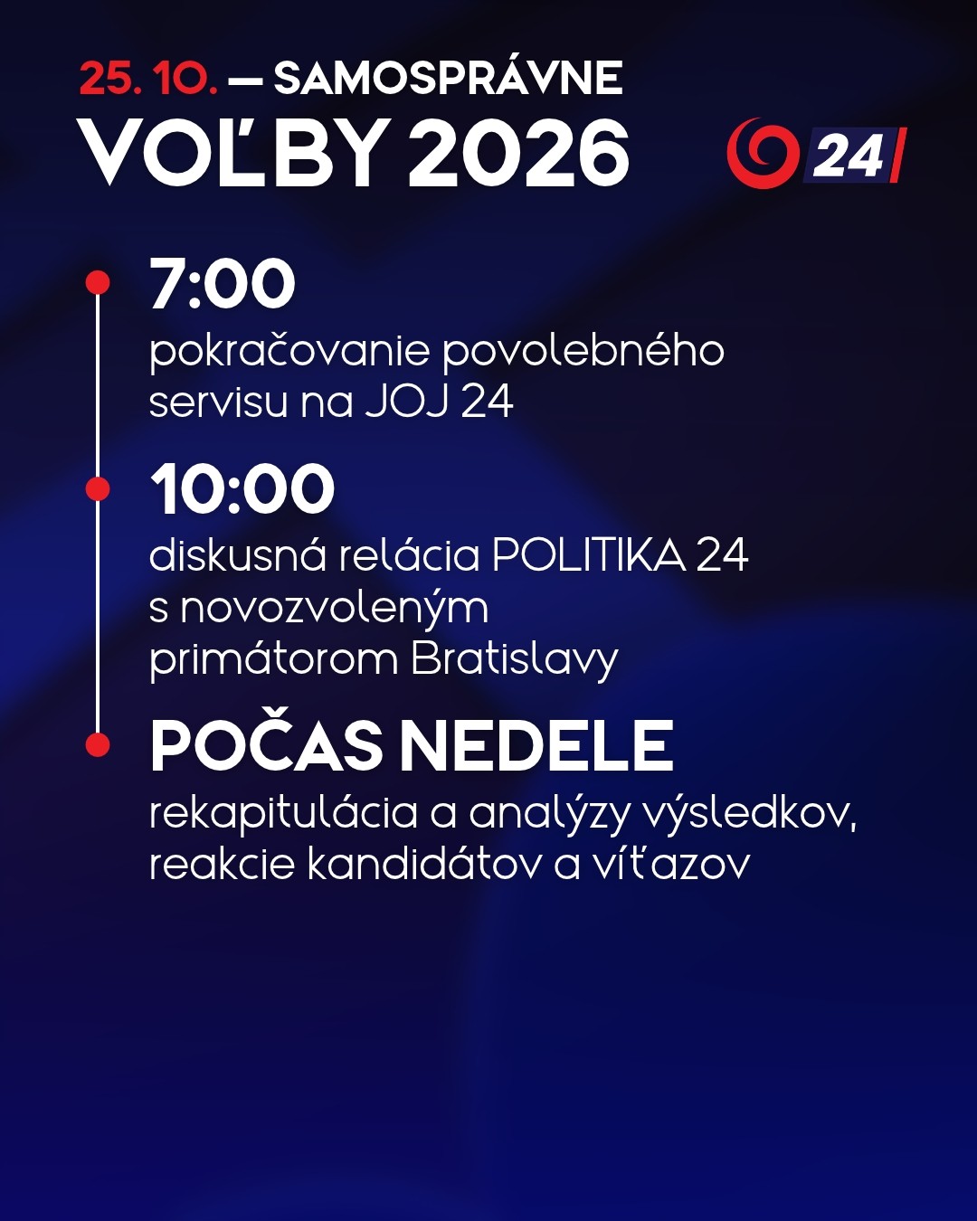 Program po volebnom dni na JOJ 24